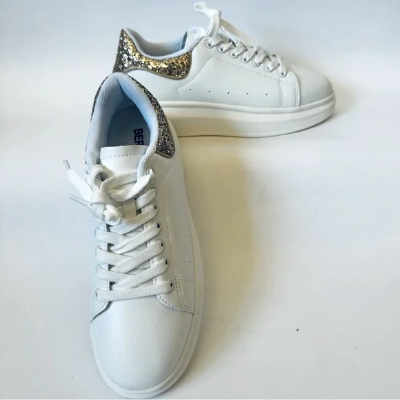 Berness‎ Classic White Sneakers with Glitter Sparkling Twist, Size 9, NWOB - Picture 6 of 10